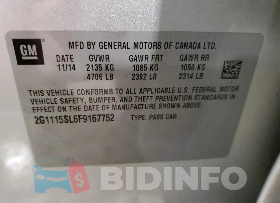 2G1115SL6F9167752 Photo# 12