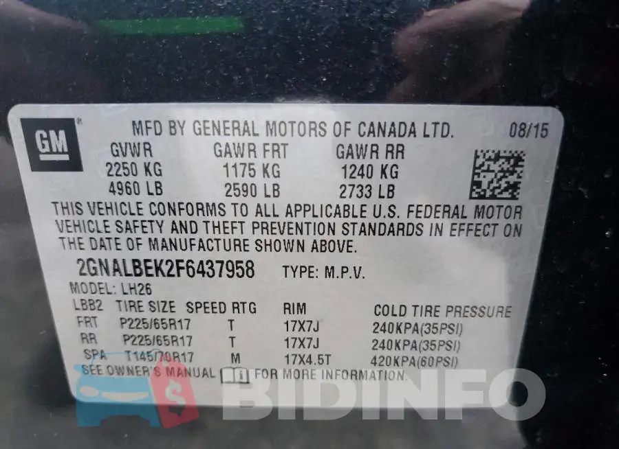 2GNALBEK2F6437958 Photo# 13