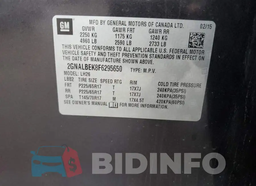 2GNALBEK8F6295650 Photo# 13