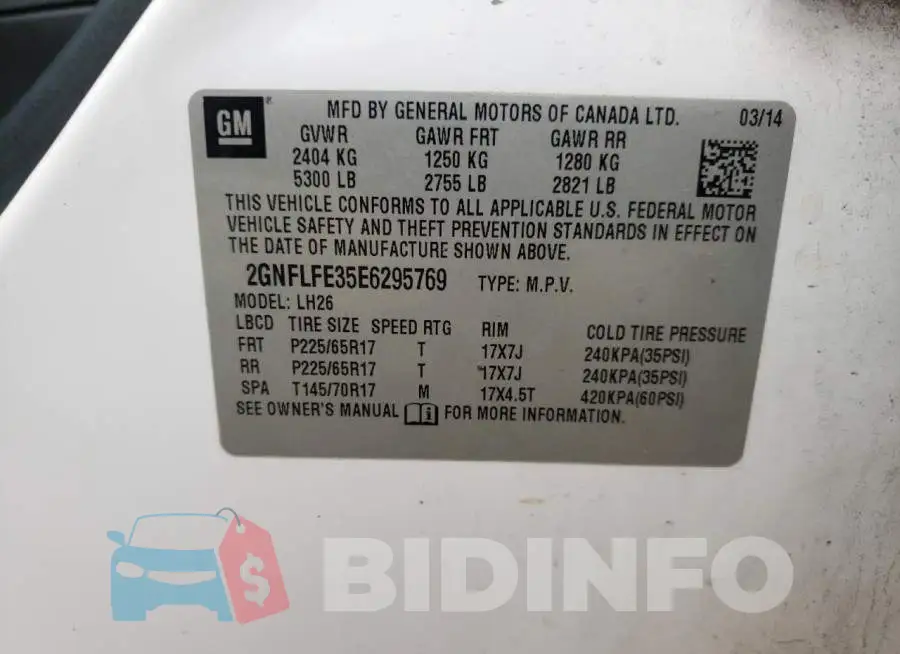 2GNFLFE35E6295769 Photo# 12