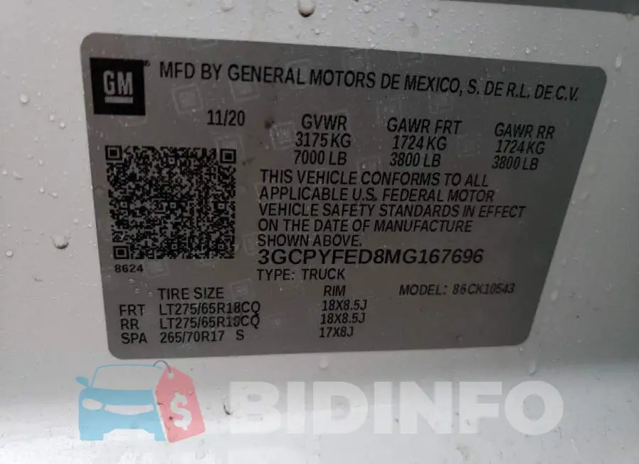 3GCPYFED8MG167696 Photo# 12