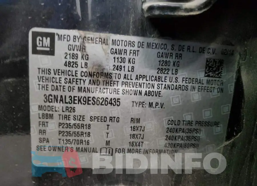 3GNAL3EK9ES626435 Photo# 13