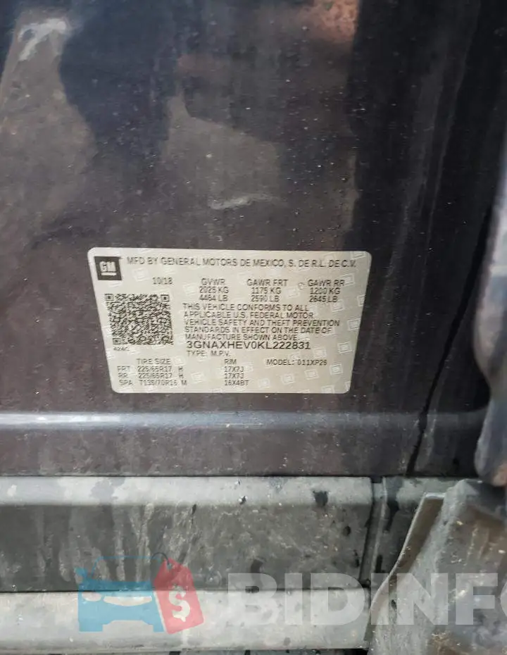 3GNAXHEV0KL222831 Photo# 12