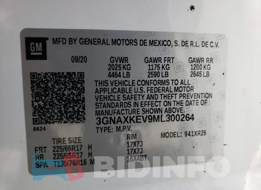 3GNAXKEV9ML300264 Photo# 12