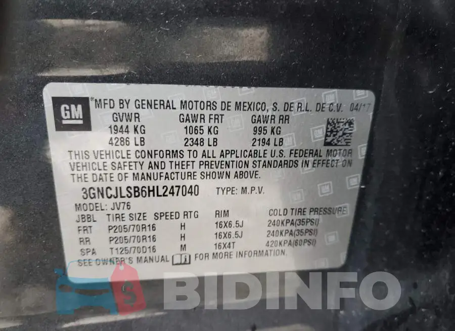 3GNCJLSB6HL247040 Photo# 12