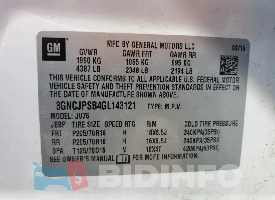 3GNCJPSB4GL143121 Photo# 13