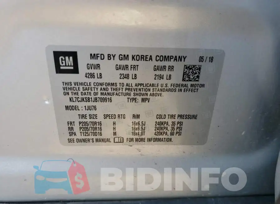 KL7CJKSB1JB709916 Photo# 13