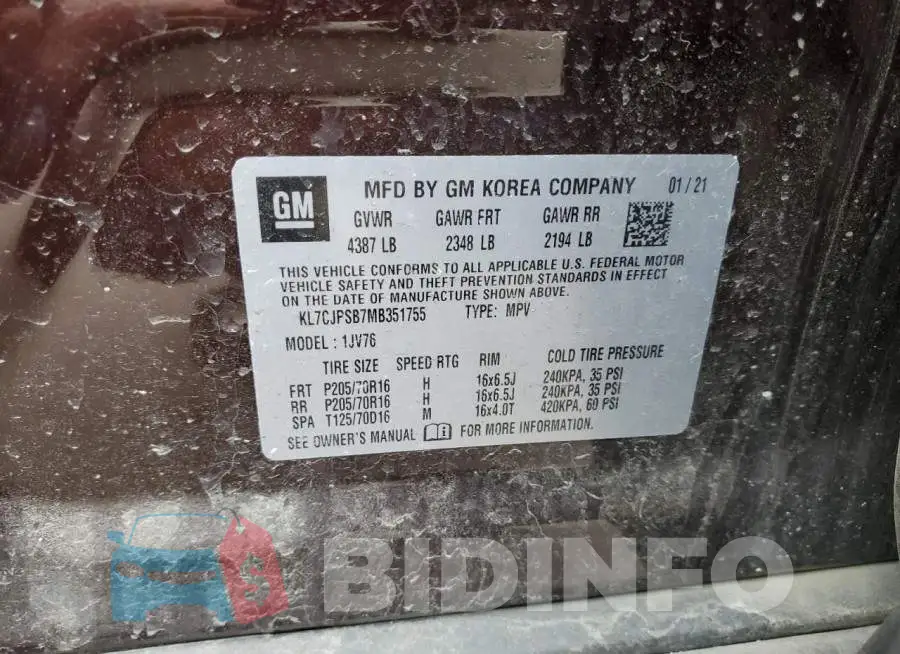 KL7CJPSB7MB351755 Photo# 13