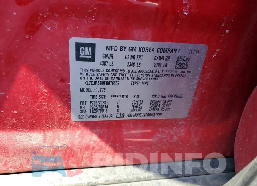 KL7CJRSB0FB076552 Photo# 13