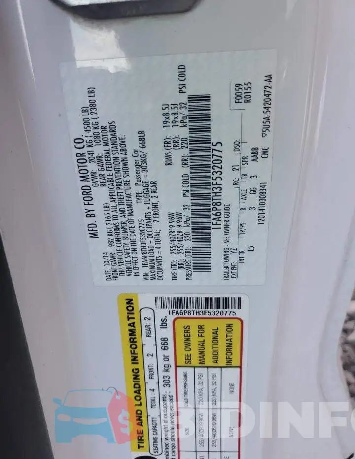 1FA6P8TH3F5320775 Photo# 12