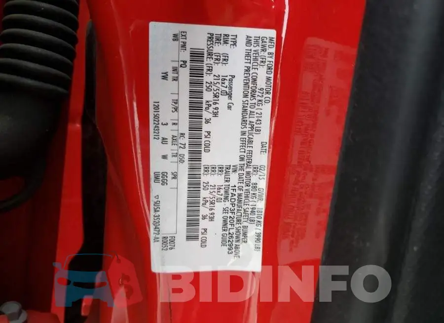1FADP3F20FL262993 Photo# 12
