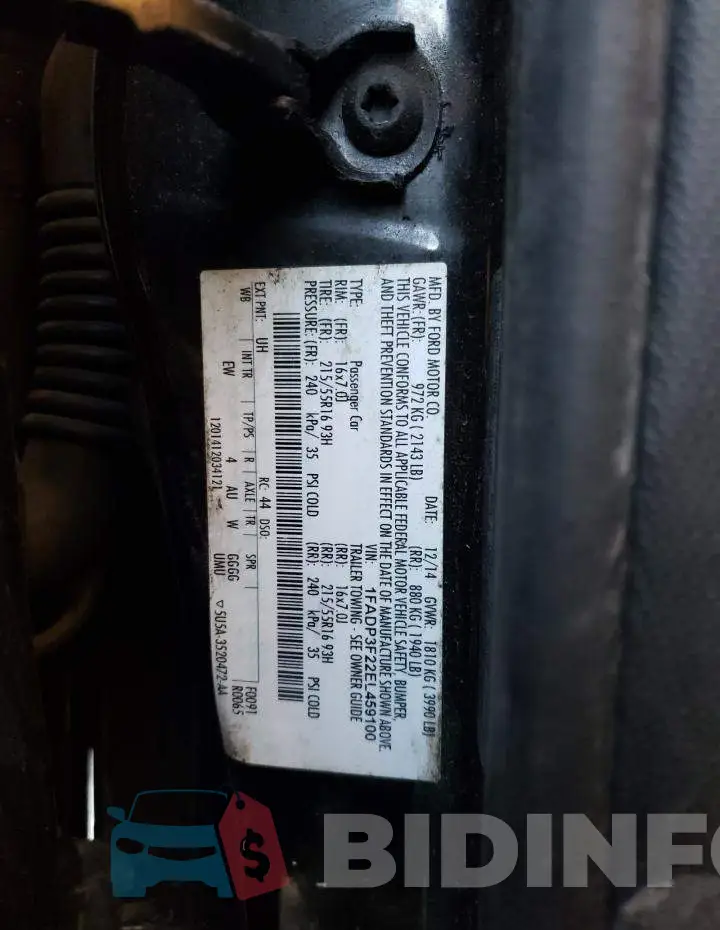 1FADP3F22EL459100 Photo# 12