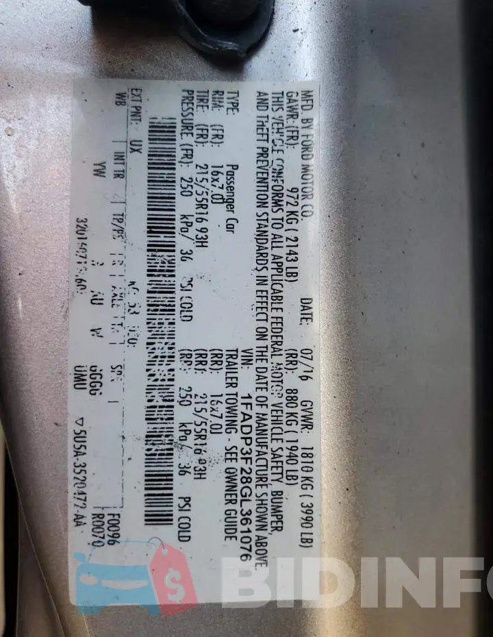 1FADP3F28GL361076 Photo# 12