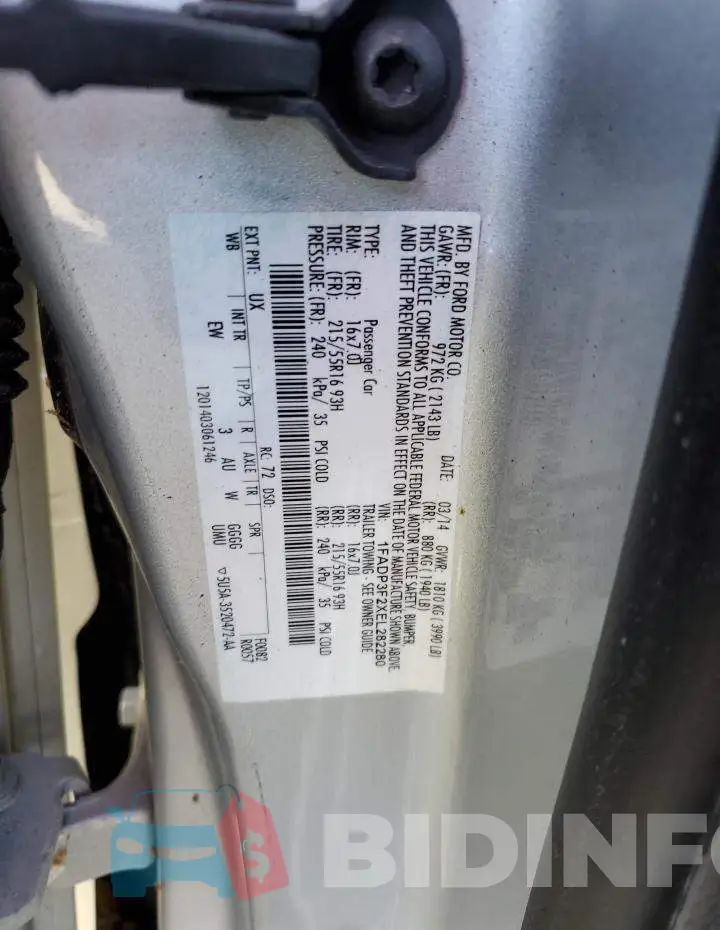1FADP3F2XEL282280 Photo# 12