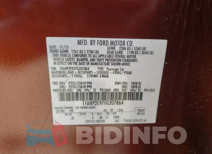 1FAHP2E97FG207864 Photo# 12