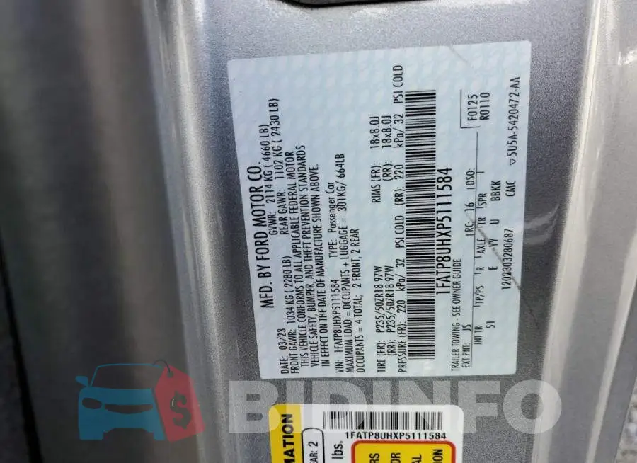 1FATP8UHXP5111584 Photo# 12