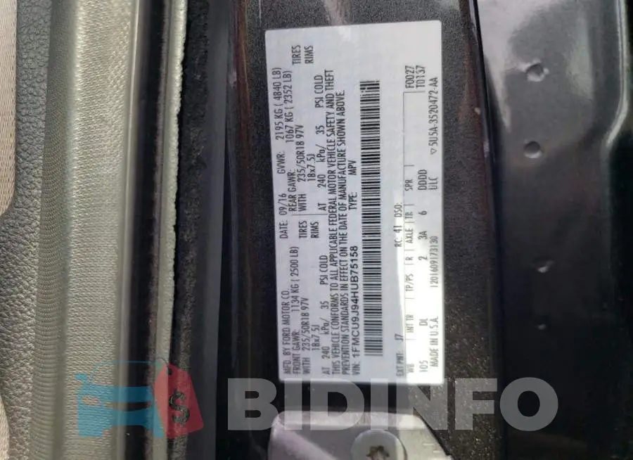 1FMCU9J94HUB75158 Photo# 13