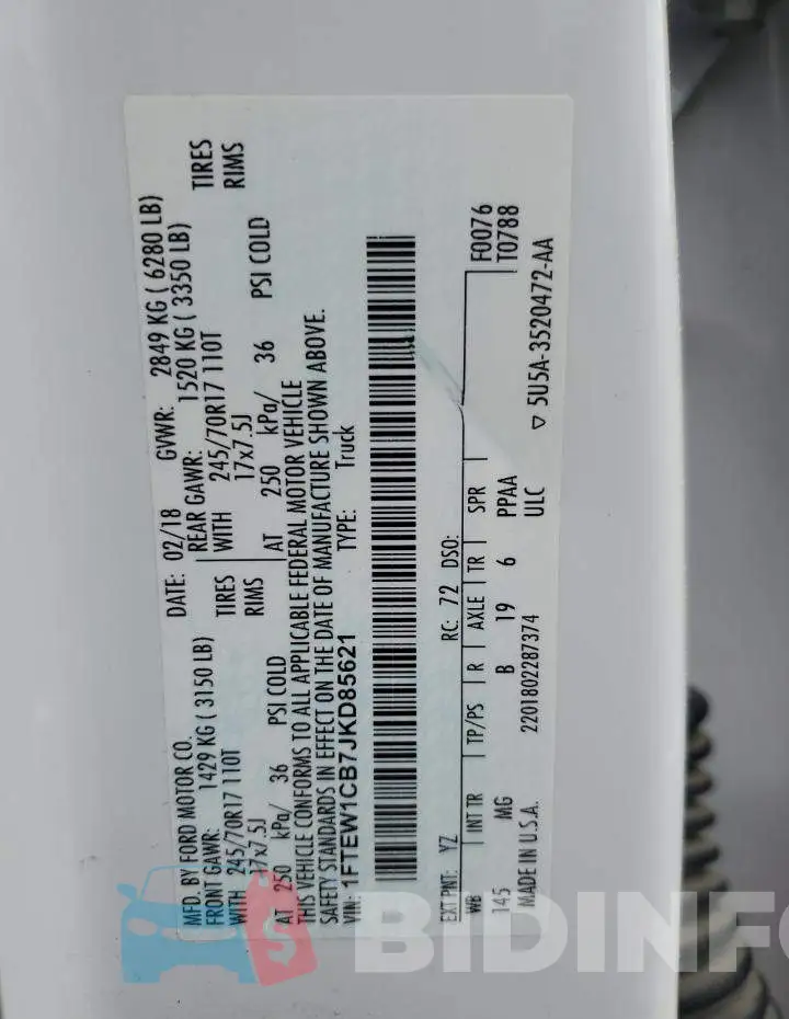 1FTEW1CB7JKD85621 Photo# 12