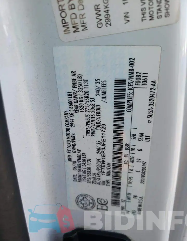 1FTEW1EP3JFE11729 Photo# 12