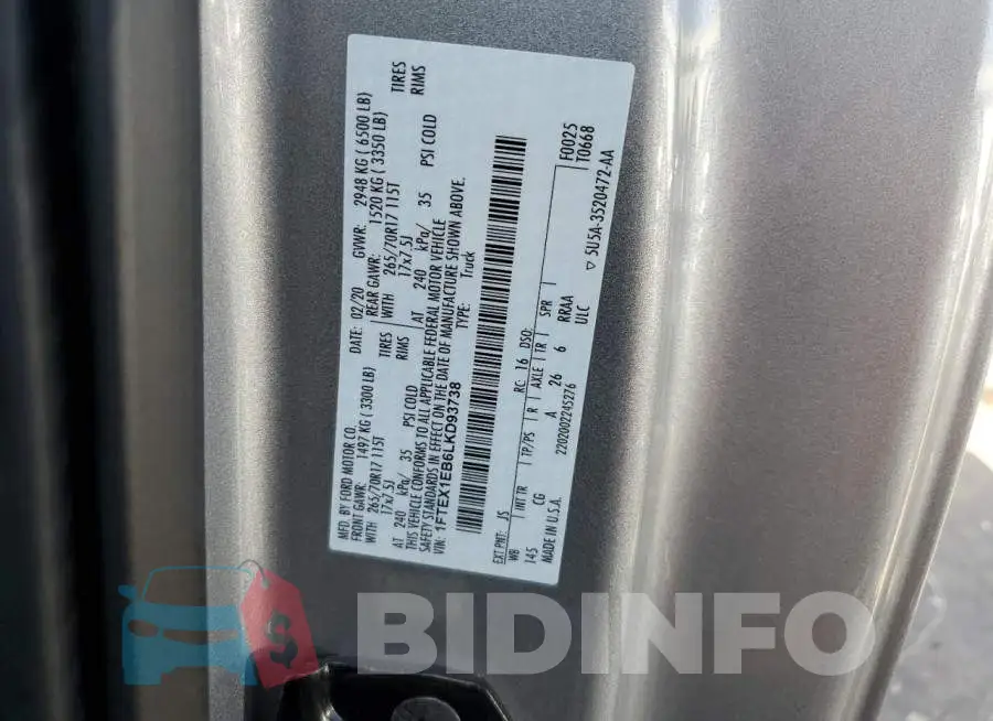 1FTEX1EB6LKD93738 Photo# 13