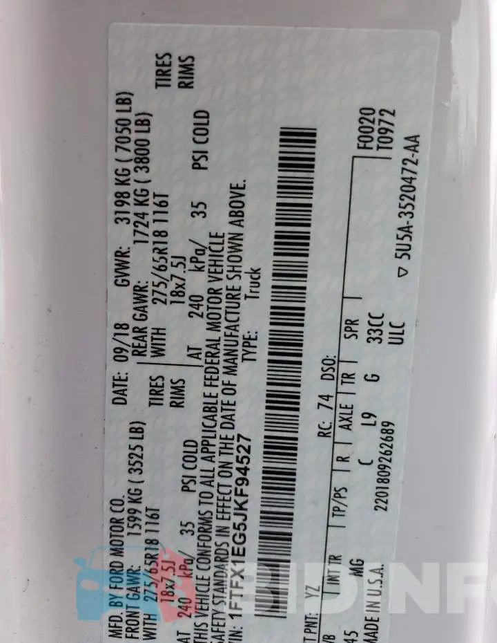 1FTFX1EG5JKF94527 Photo# 12
