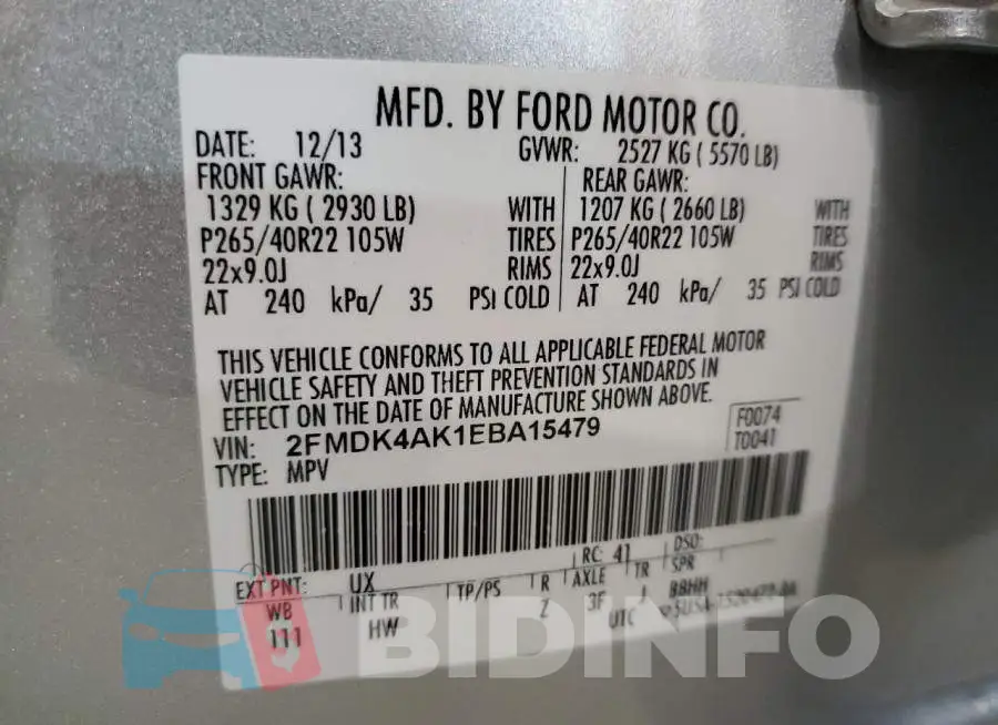 2FMDK4AK1EBA15479 Photo# 13