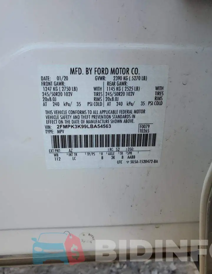 2FMPK3K99LBA54563 Photo# 12