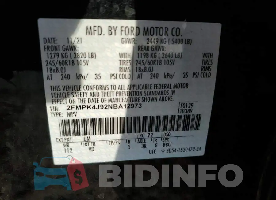 2FMPK4J92NBA12973 Photo# 13