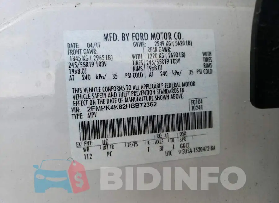 2FMPK4K82HBB72362 Photo# 13