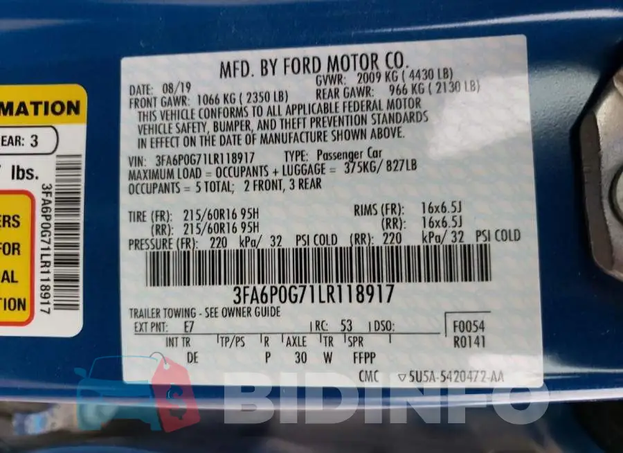 3FA6P0G71LR118917 Photo# 12