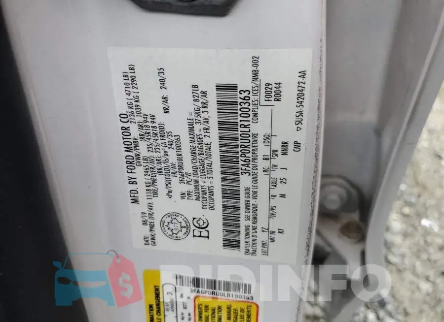 3FA6P0RU0LR100363 Photo# 12