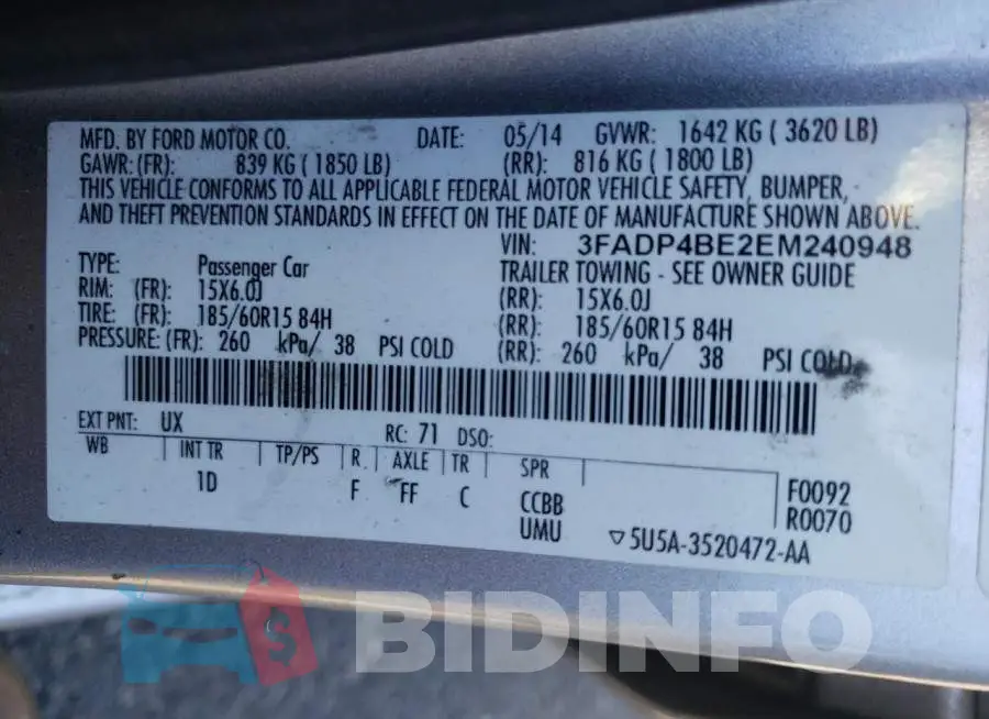 3FADP4BE2EM240948 Photo# 12