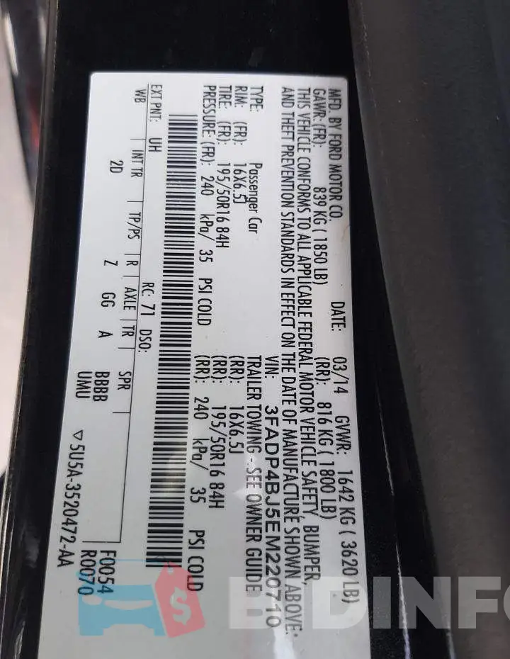 3FADP4BJ5EM220710 Photo# 13