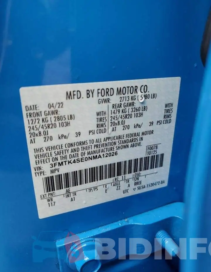 3FMTK4SE0NMA12026 Photo# 12