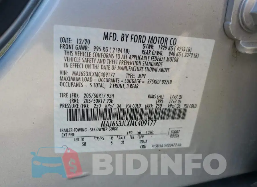 MAJ6S3JLXMC409177 Photo# 12