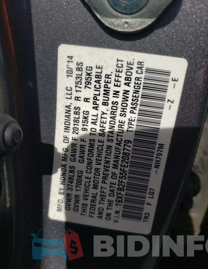 19XFB2F55FE208779 Photo# 12