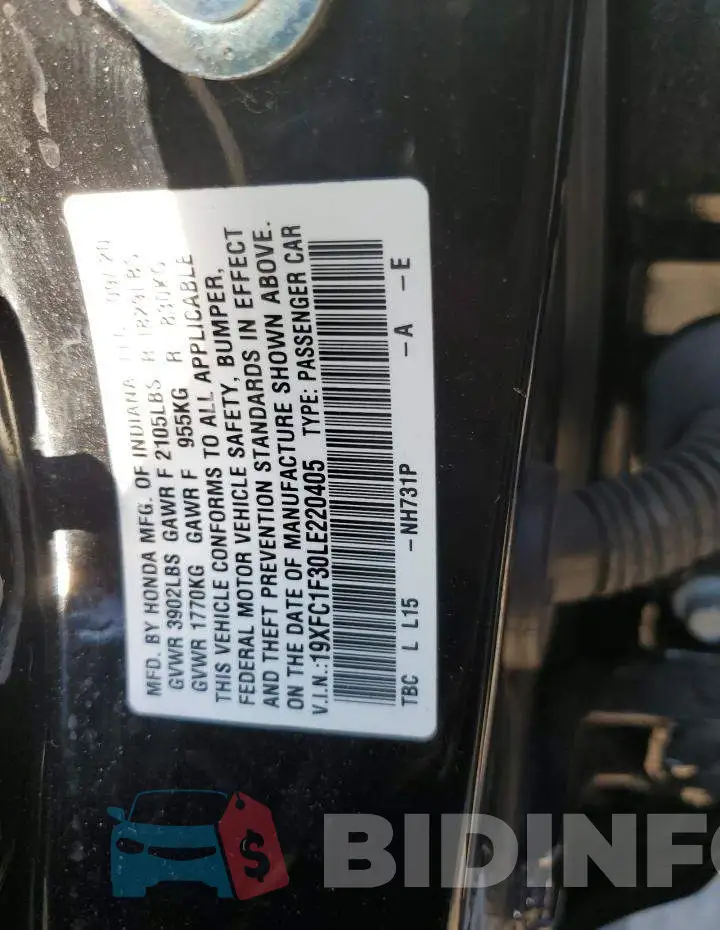 19XFC1F30LE220405 Photo# 12