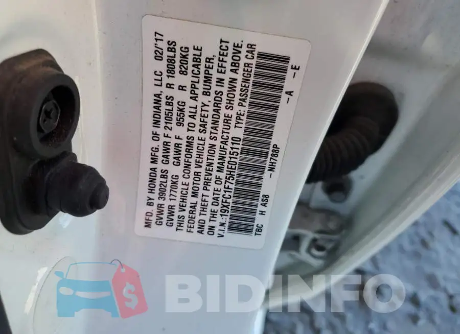 19XFC1F75HE015110 Photo# 12