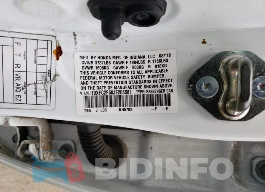 19XFC2F50JE204581 Photo# 12