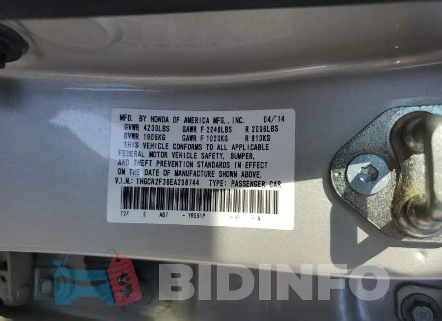1HGCR2F38EA208744 Photo# 12