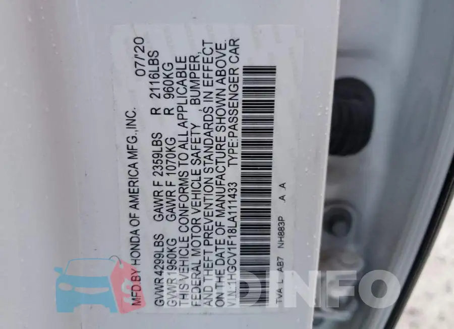 1HGCV1F18LA111433 Photo# 12
