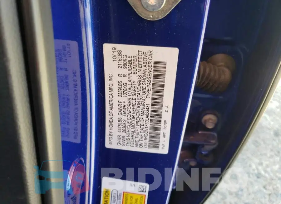 1HGCV1F30LA023431 Photo# 12