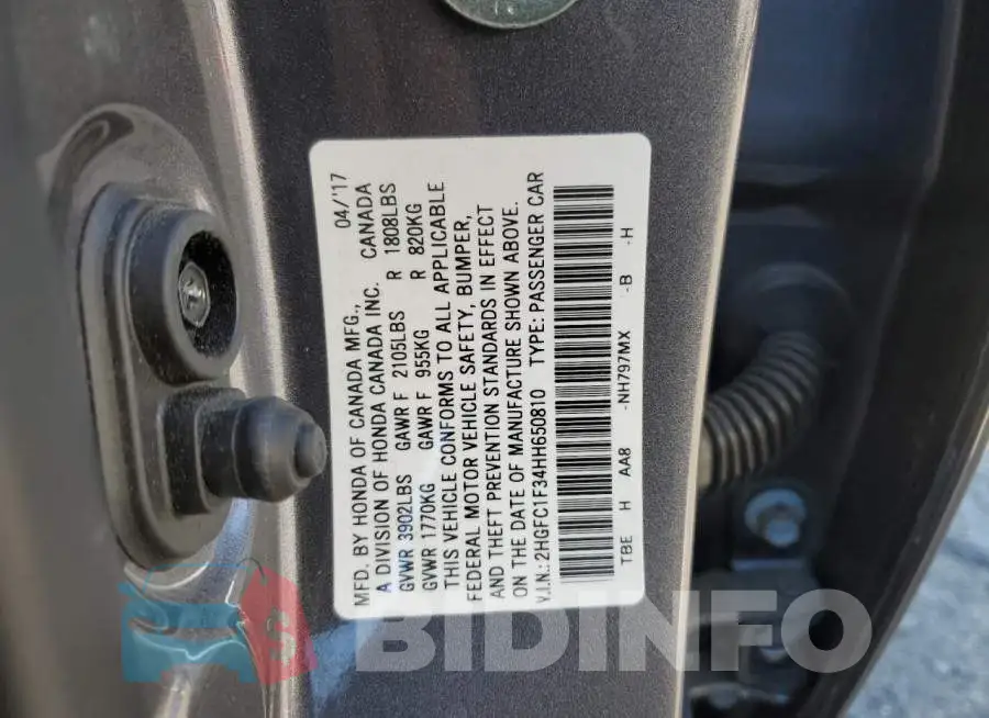 2HGFC1F34HH650810 Photo# 12