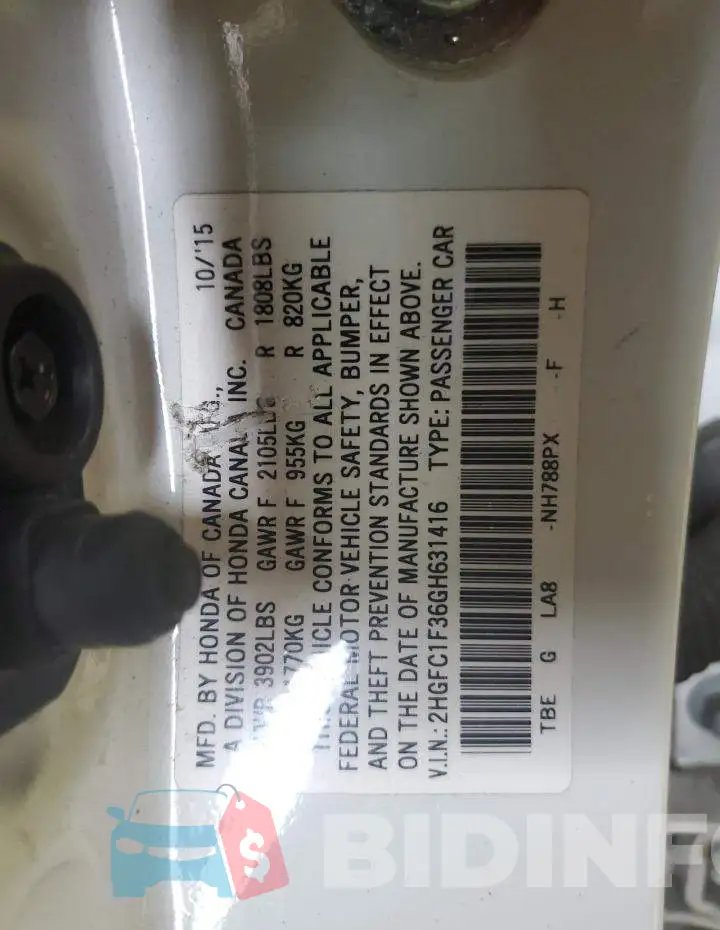 2HGFC1F36GH631416 Photo# 13
