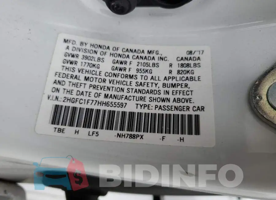2HGFC1F77HH655597 Photo# 13