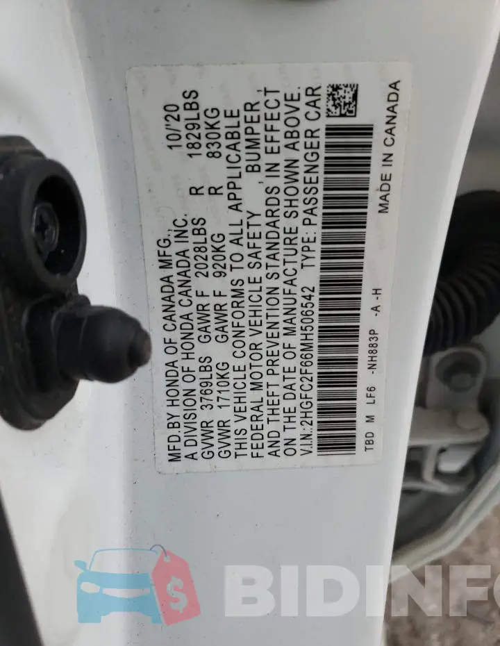 2HGFC2F66MH506542 Photo# 12