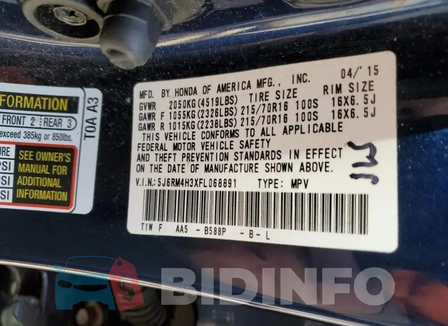 5J6RM4H3XFL068891 Photo# 12