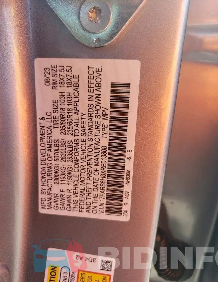 7FARS6H8XRE013808 Photo# 12