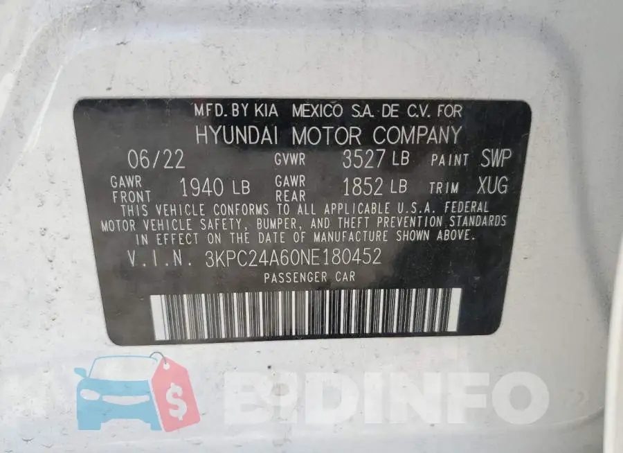 3KPC24A60NE180452 Photo# 12