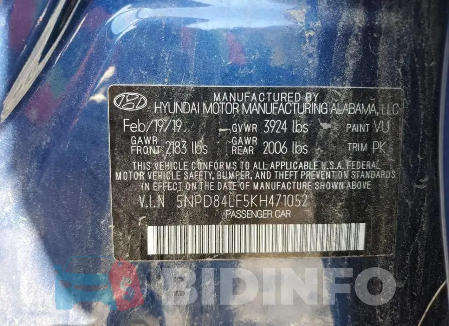 5NPD84LF5KH471052 Photo# 12